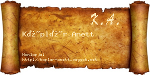 Káplár Anett névjegykártya